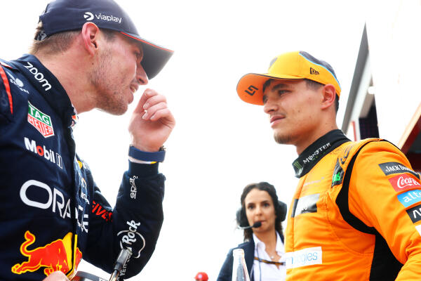 Max Verstappen en Lando Norris 2024